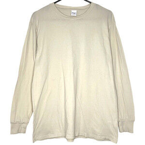 Aritizia TNA Women Shirt Small Beige Cotton Long Sleeve Crew Lightweight Classic